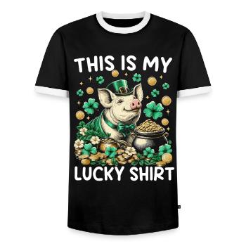 This Is My Lucky Shirt - Männer Kontrast-T-Shirt - Schwarz/Weiß - Vorne - AI Model Female 172 light (172cm) & AI Model Male 178 light (178cm)