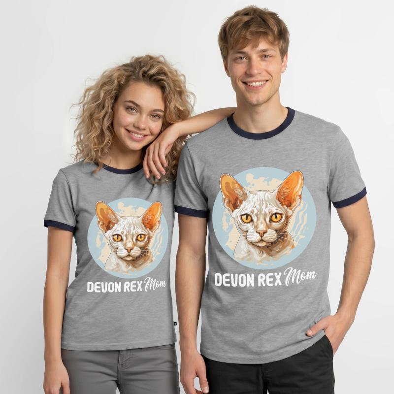 Chaton Devon Rex Chat Devon Rex T-shirt contrasté Homme