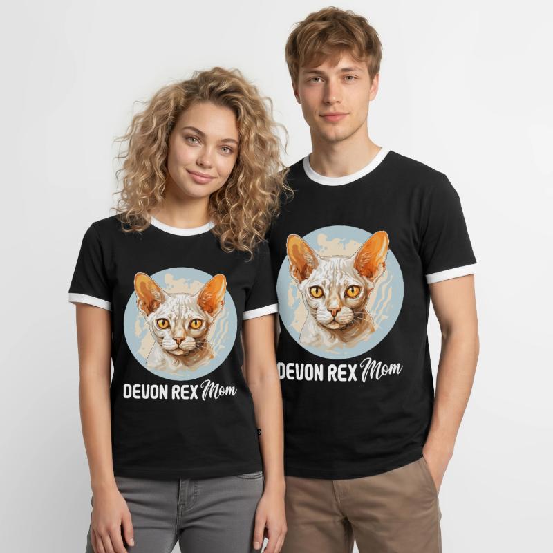 Devon Rex Kätzchen Devon Rex Katze Männer Kontrast-T-Shirt