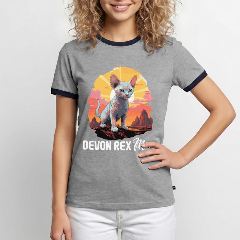 Devon Rex Kätzchen Devon Rex Katze Männer Kontrast-T-Shirt
