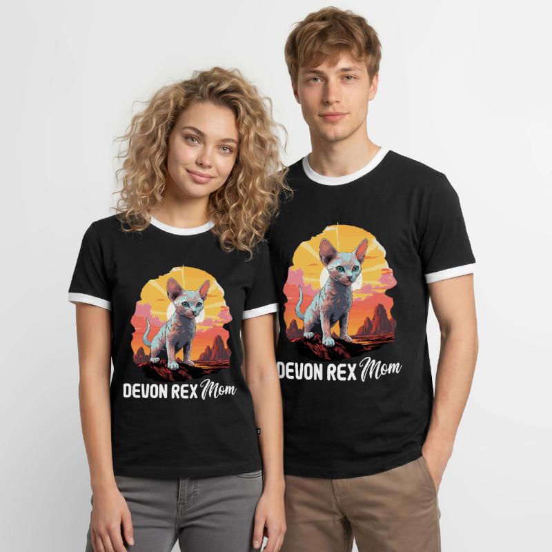 Devon Rex Kätzchen Devon Rex Katze Männer Kontrast-T-Shirt