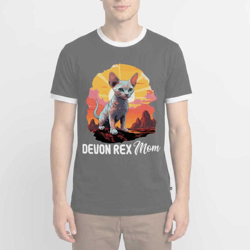 Devon Rex Kätzchen Devon Rex Katze Männer Kontrast-T-Shirt