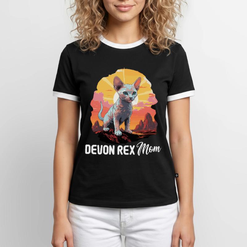 Devon Rex Kätzchen Devon Rex Katze Männer Kontrast-T-Shirt