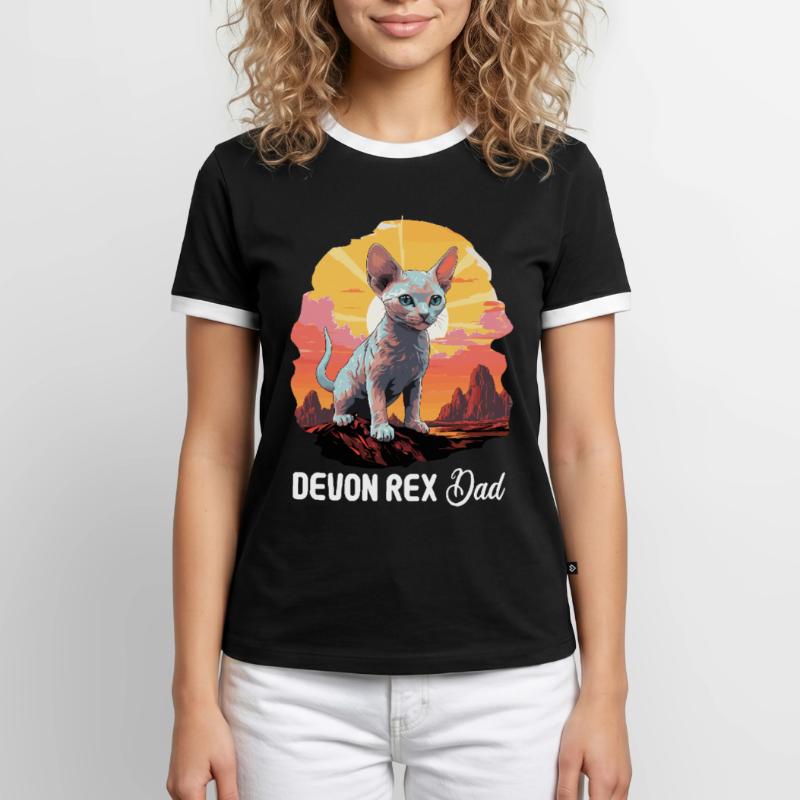 Devon Rex Kätzchen Devon Rex Katze Männer Kontrast-T-Shirt