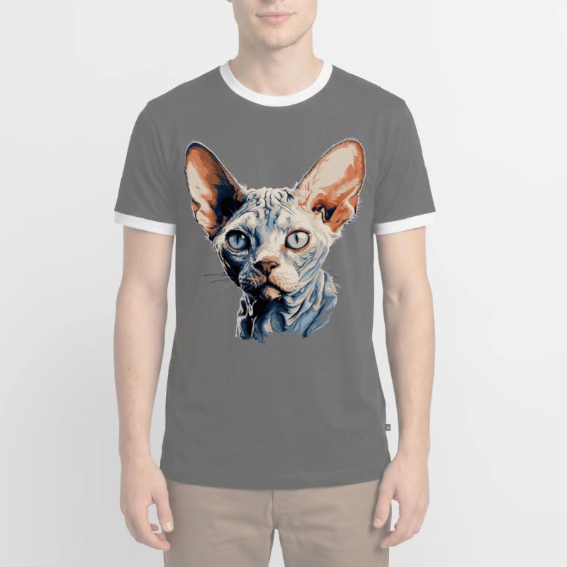 Chaton Devon Rex Chat Devon Rex T-shirt contrasté Homme