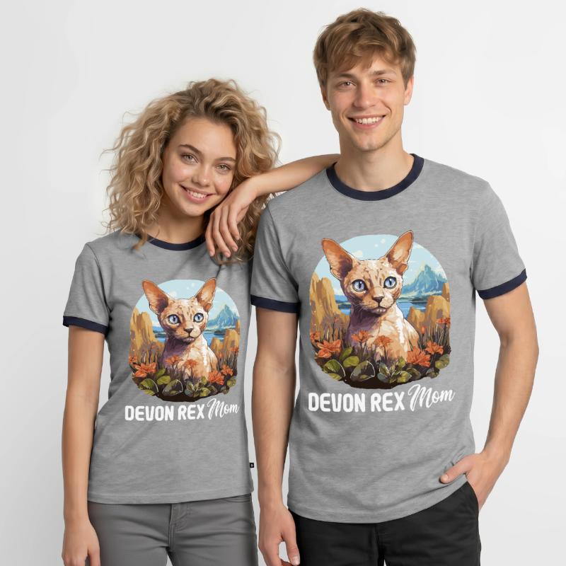 Devon Rex Kätzchen Devon Rex Katze Männer Kontrast-T-Shirt