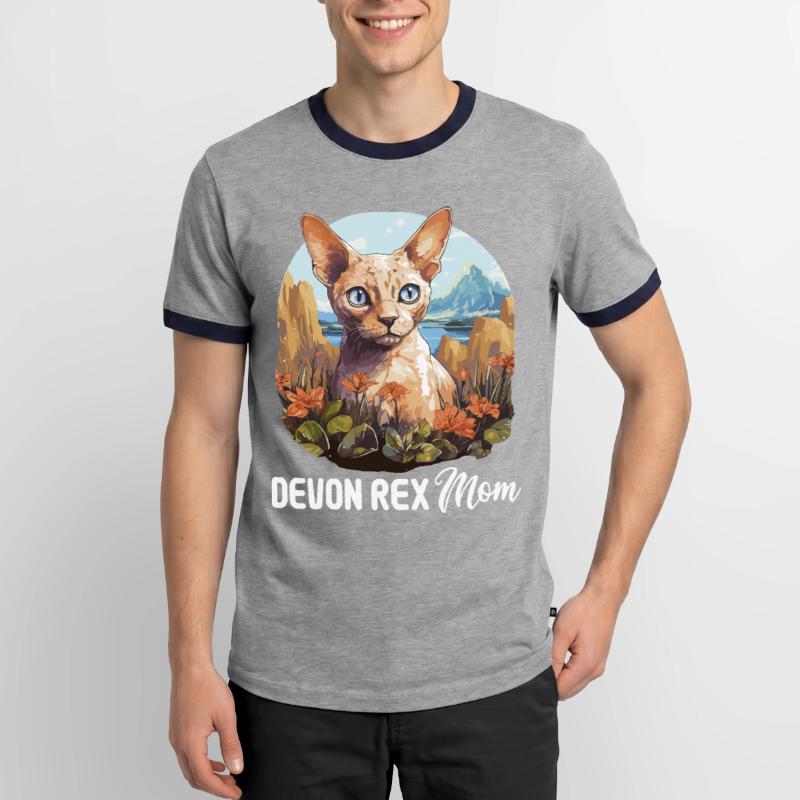 Devon Rex Kätzchen Devon Rex Katze Männer Kontrast-T-Shirt