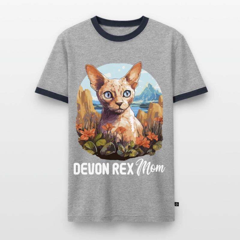 Chaton Devon Rex Chat Devon Rex T-shirt contrasté Homme