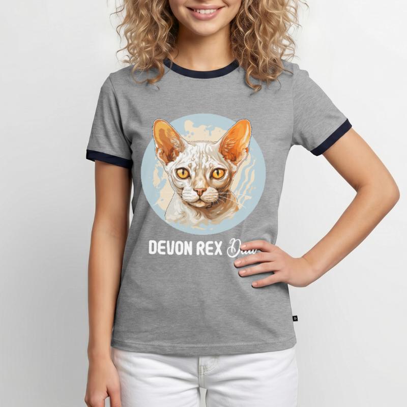 Chaton Devon Rex Chat Devon Rex T-shirt contrasté Homme