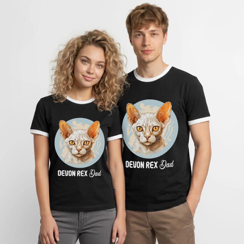 Devon Rex Kätzchen Devon Rex Katze Männer Kontrast-T-Shirt
