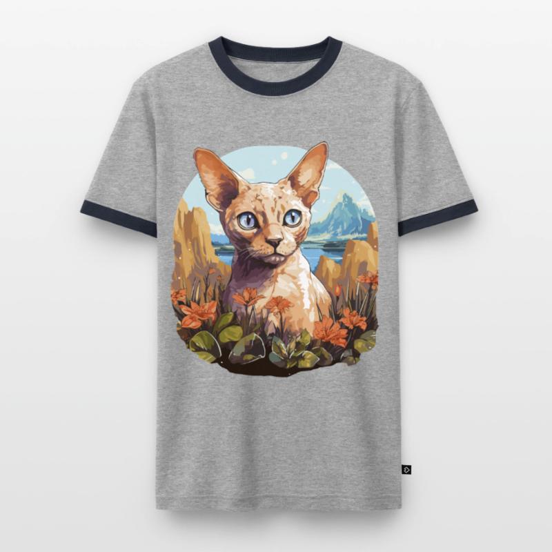 Devon Rex Kätzchen Devon Rex Katze Männer Kontrast-T-Shirt