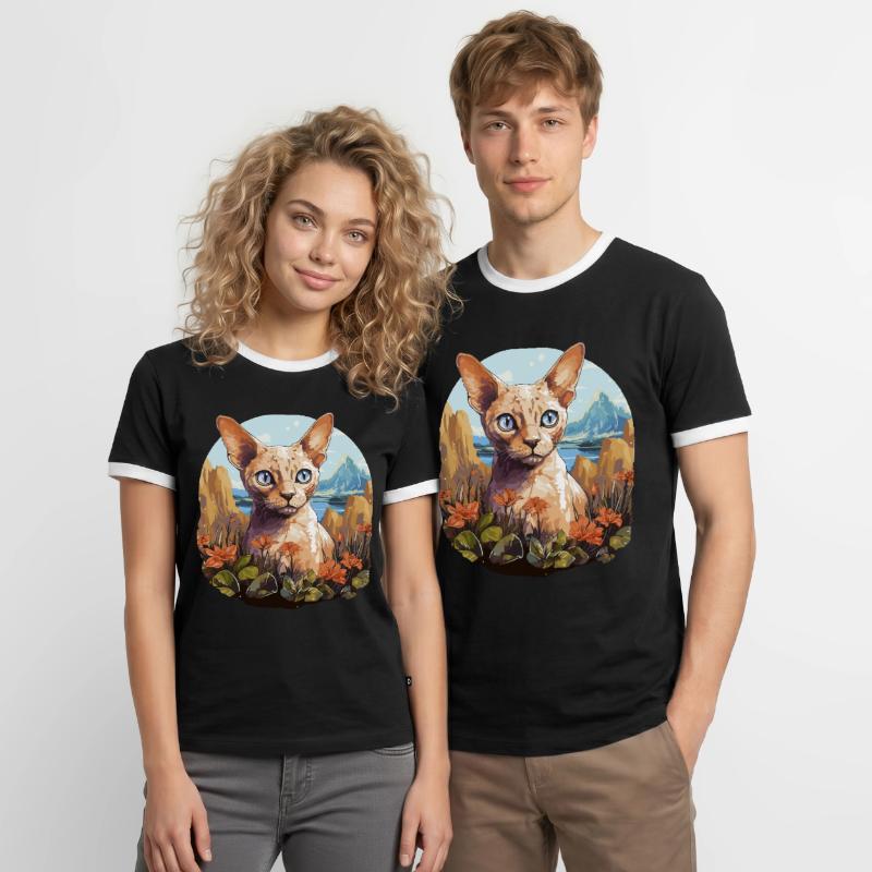 Devon Rex Kätzchen Devon Rex Katze Männer Kontrast-T-Shirt