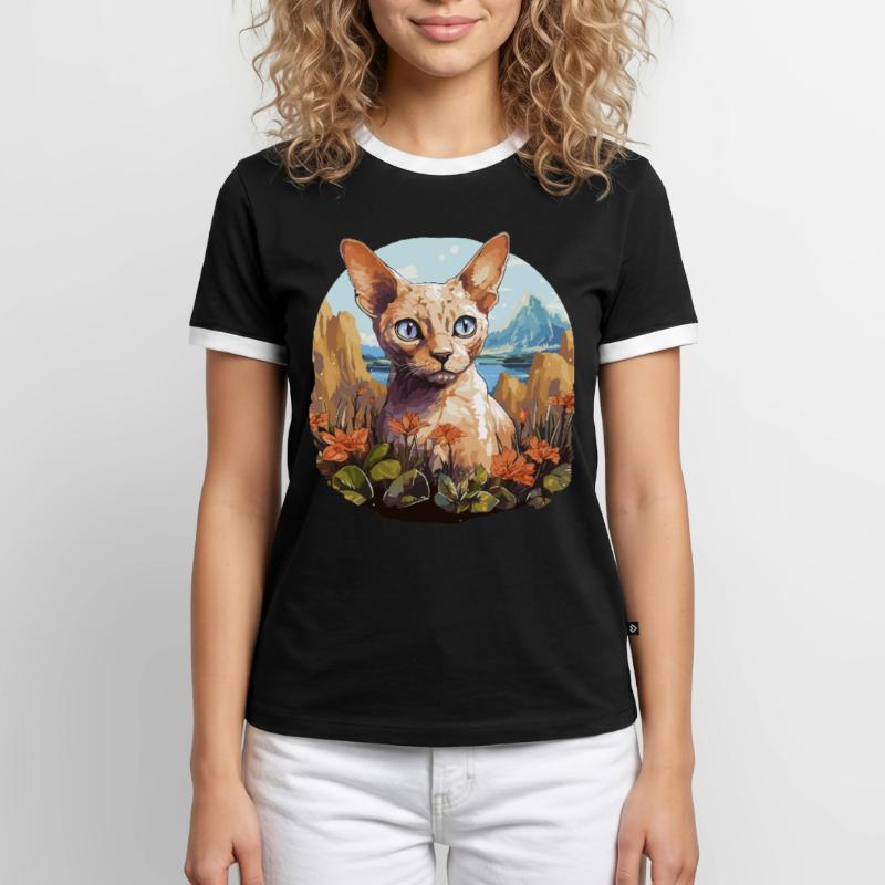 Devon Rex Kätzchen Devon Rex Katze Männer Kontrast-T-Shirt
