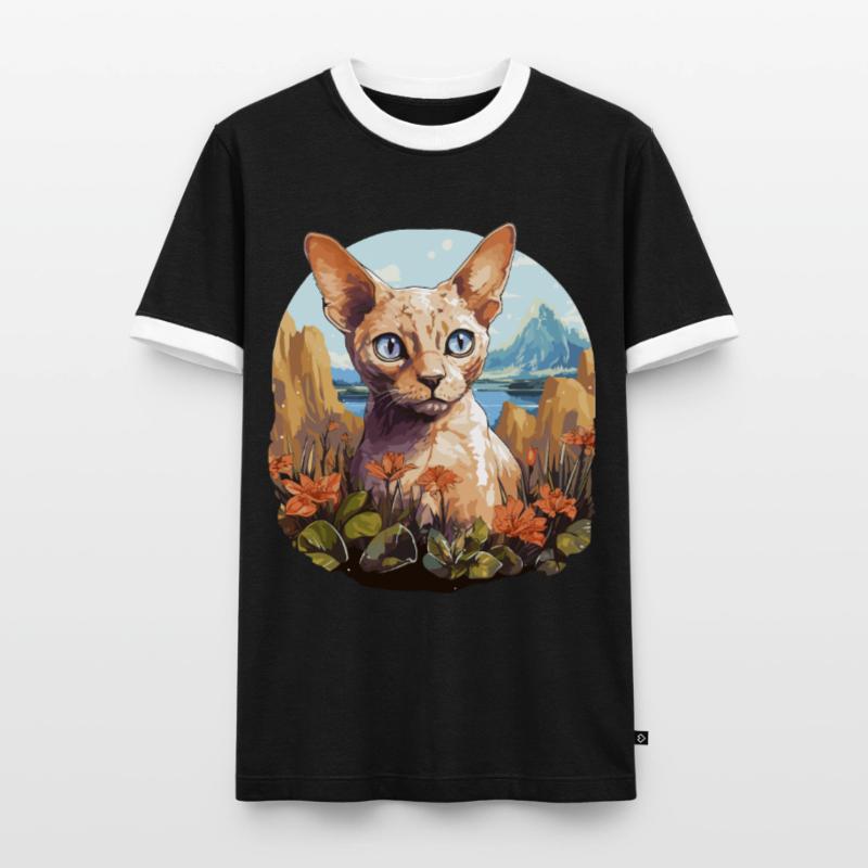 Devon Rex Kätzchen Devon Rex Katze Männer Kontrast-T-Shirt