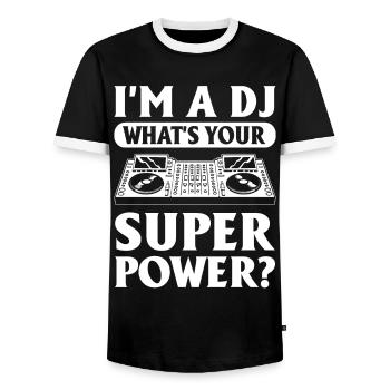 Beatmaker house music dj relax le dj est là - T-shirt contrasté Homme - noir/blanc - Devant - AI Model Female 172 light (172cm) & AI Model Male 178 light (178cm)