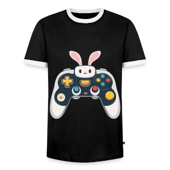 Lapin de Pâques Gamer Iconic Gaming Streetwear - T-shirt contrasté Homme - noir/blanc - Devant - AI Model Female 172 light (172cm) & AI Model Male 178 light (178cm)
