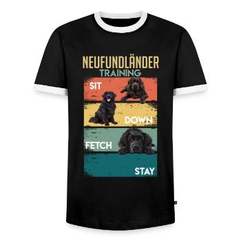 NEUFUNDLÄNDER TRAINING Lustiges Neufundländer - Männer Kontrast-T-Shirt - Schwarz/Weiß - Vorne - AI Model Female 172 light (172cm) & AI Model Male 178 light (178cm)