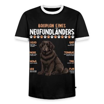 Newfie Hund BAUPLAN EINES NEUFUNDLÄNDERS Lustiges - Männer Kontrast-T-Shirt - Schwarz/Weiß - Vorne - AI Model Female 172 light (172cm) & AI Model Male 178 light (178cm)