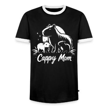 Capybara Wasserschwein Cappy Maman - T-shirt contrasté Homme - noir/blanc - Devant - AI Model Female 172 light (172cm) & AI Model Male 178 light (178cm)