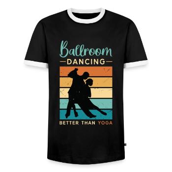 Ballroom Dance Ballroom Dancing Retro Dance Sport - Men's Ringer Shirt - black/white - Front - AI Model Female 172 light (172cm) & AI Model Male 178 light (178cm)
