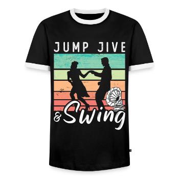 Swing Dance Jump Jive & Retro Dancing Swing Dancer - T-shirt contrasté Homme - noir/blanc - Devant - AI Model Female 172 light (172cm) & AI Model Male 178 light (178cm)