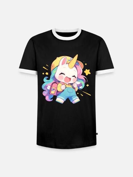 Einhorn Kawaii Japanisch - Männer Kontrast-T-Shirt - Schwarz/Weiß