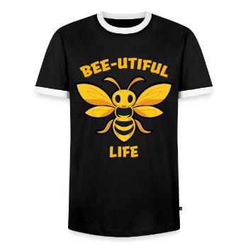 Bee Lovers Beekeepers Naturefriends Beekeepers - Men's Ringer Shirt - black/white - Front - AI Model Female 172 light (172cm) & AI Model Male 178 light (178cm)