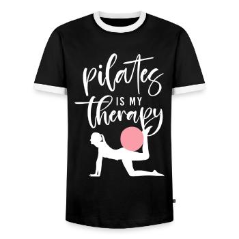 Pilates Instructor Teacher Pilates - Männer Kontrast-T-Shirt - Schwarz/Weiß - Vorne - AI Model Female 172 light (172cm) & AI Model Male 178 light (178cm)