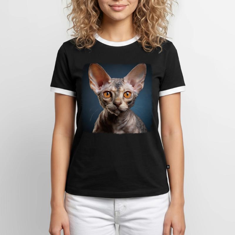 Chaton Devon Rex Chat Devon Rex T-shirt contrasté Homme