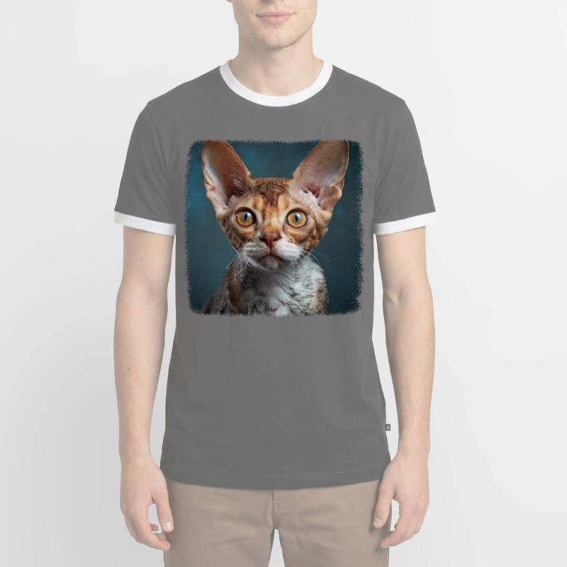 Devon Rex Kätzchen Devon Rex Katze Männer Kontrast-T-Shirt