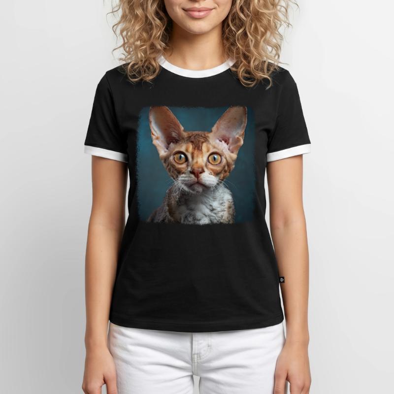 Devon Rex Kätzchen Devon Rex Katze Männer Kontrast-T-Shirt