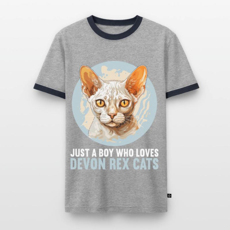 Chaton Devon Rex Chat Devon Rex T-shirt contrasté Homme