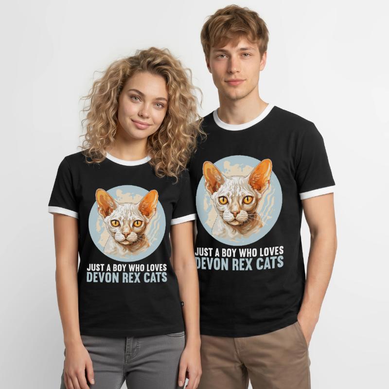 Devon Rex Kätzchen Devon Rex Katze Männer Kontrast-T-Shirt