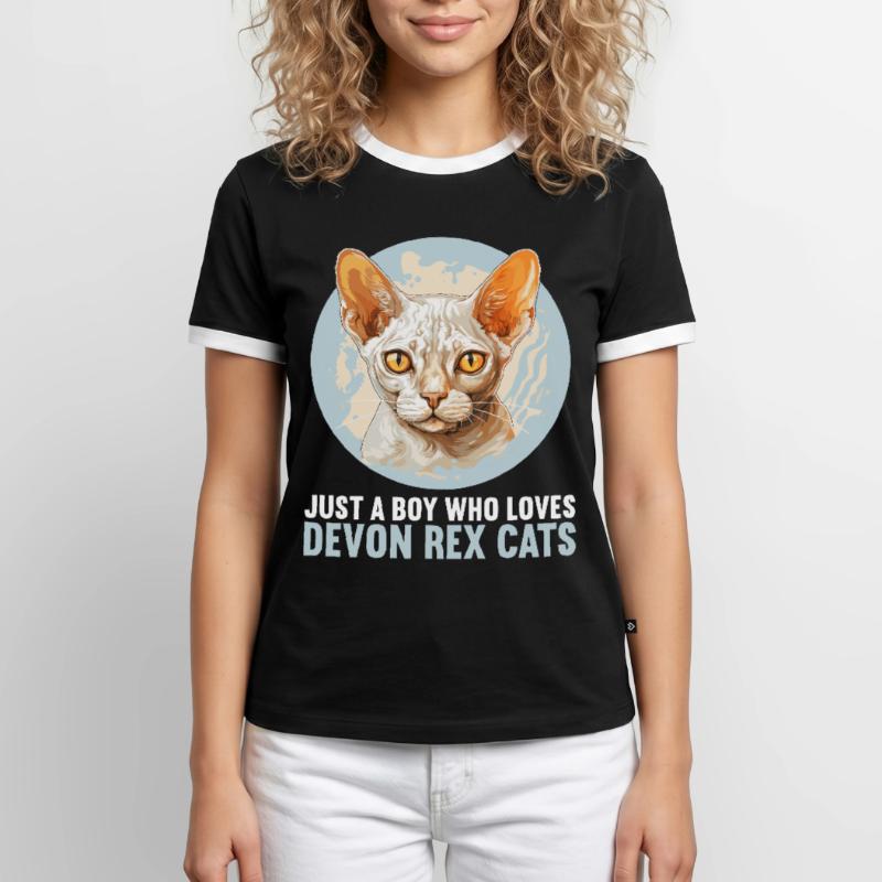 Devon Rex Kätzchen Devon Rex Katze Männer Kontrast-T-Shirt