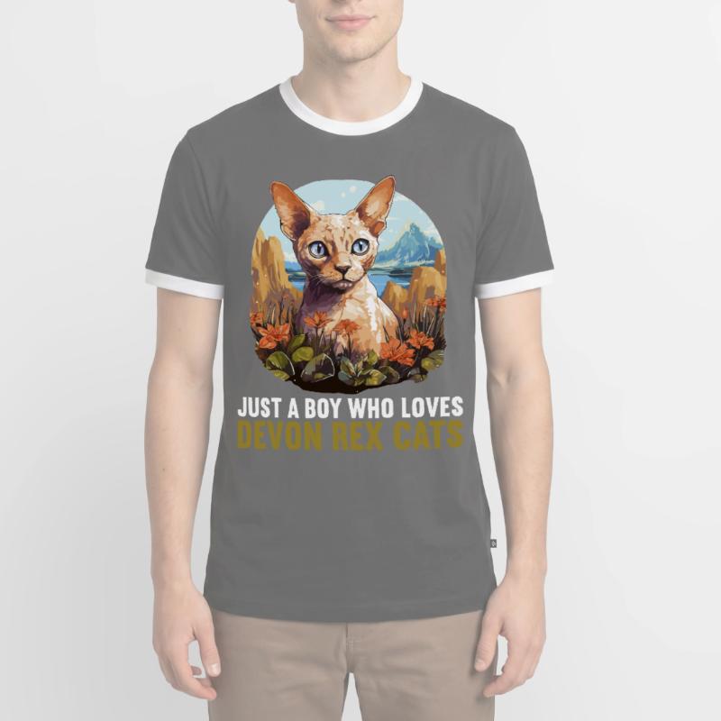 Chaton Devon Rex Chat Devon Rex T-shirt contrasté Homme