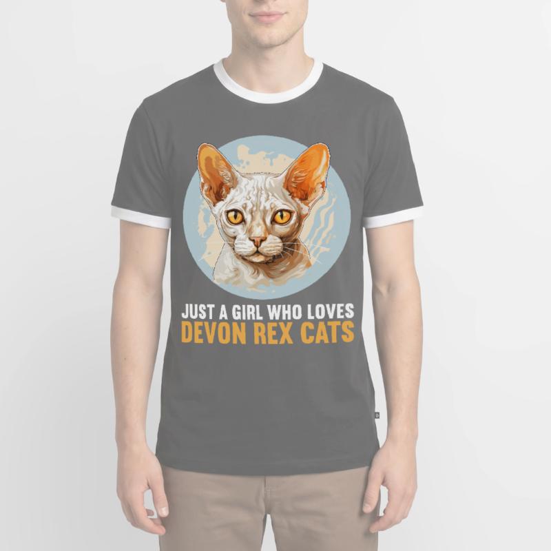 Devon Rex Kätzchen Devon Rex Katze Männer Kontrast-T-Shirt