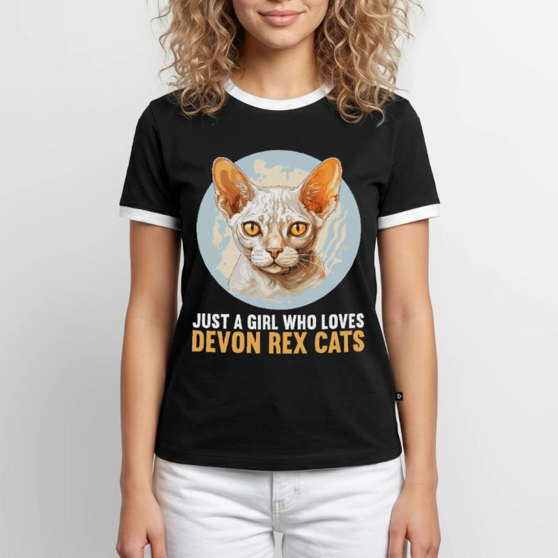 Chaton Devon Rex Chat Devon Rex T-shirt contrasté Homme