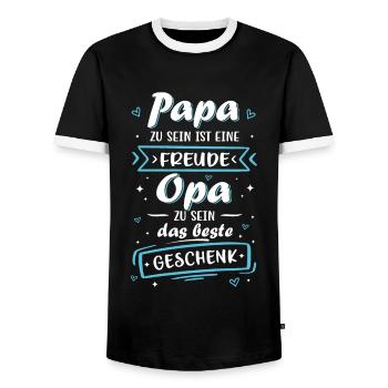 Birthday Father's Day Dad Grandpa Gift - Men's Ringer Shirt - black/white - Front - AI Model Female 172 light (172cm) & AI Model Male 178 light (178cm)