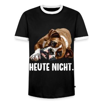Deutscher Boxer Stur HEUTE NICHT Lustiges - Männer Kontrast-T-Shirt - Schwarz/Weiß - Vorne - AI Model Female 172 light (172cm) & AI Model Male 178 light (178cm)