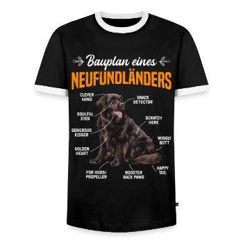 Neufundländer BAUPLAN EINES NEUFUNDLÄNDERS Lustig - Männer Kontrast-T-Shirt - Schwarz/Weiß - Vorne - AI Model Female 172 light (172cm) & AI Model Male 178 light (178cm)