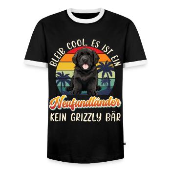 Neufundländer BLEIB COOL KEIN GRIZZLY BÄR Lustiges - Männer Kontrast-T-Shirt - Schwarz/Weiß - Vorne - AI Model Female 172 light (172cm) & AI Model Male 178 light (178cm)