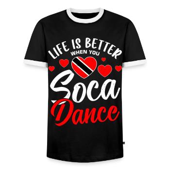 Soca Tanz Trinidad Tobago - Männer Kontrast-T-Shirt - Schwarz/Weiß - Vorne - AI Model Female 172 light (172cm) & AI Model Male 178 light (178cm)