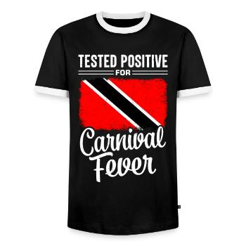 Tested positive for carnival fever - Men's Ringer Shirt - black/white - Front - AI Model Female 172 light (172cm) & AI Model Male 178 light (178cm)