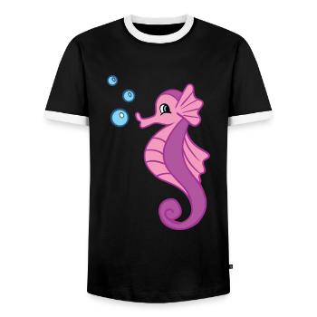 Enfants hippocampe océan sous-marin - T-shirt contrasté Homme - noir/blanc - Devant - AI Model Female 172 light (172cm) & AI Model Male 178 light (178cm)