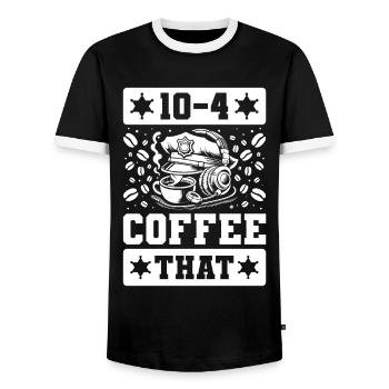 Emergency Call Control Center Operations Center - Men's Ringer Shirt - black/white - Front - AI Model Female 172 light (172cm) & AI Model Male 178 light (178cm)
