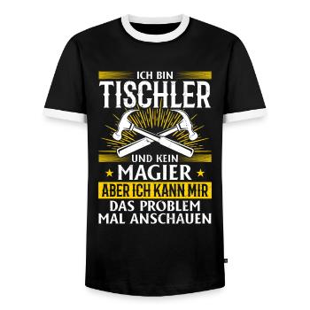 I am a carpenter and not a magician - Men's Ringer Shirt - black/white - Front - AI Model Female 172 light (172cm) & AI Model Male 178 light (178cm)