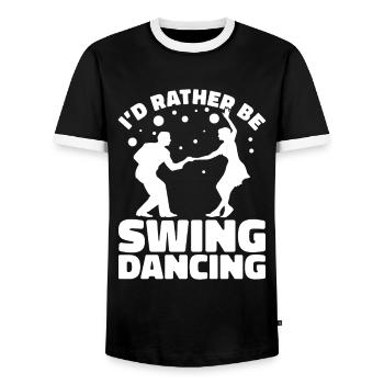 Lindy Hop Tänzer Swing Tanzpaar Swing Dance - Männer Kontrast-T-Shirt - Schwarz/Weiß - Vorne - AI Model Female 172 light (172cm) & AI Model Male 178 light (178cm)