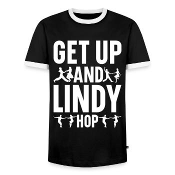 Lindy Hop Tänzer Swing Tanzpaar Swing Dance - Männer Kontrast-T-Shirt - Schwarz/Weiß - Vorne - AI Model Female 172 light (172cm) & AI Model Male 178 light (178cm)
