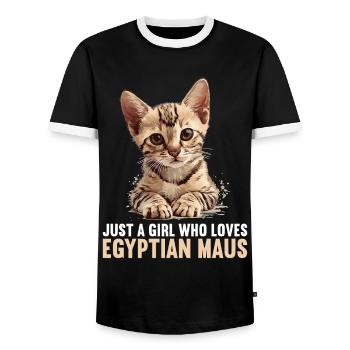 Mau égyptien Chaton Chat égyptien Mau - T-shirt contrasté Homme - noir/blanc - Devant - AI Model Female 172 light (172cm) & AI Model Male 178 light (178cm)