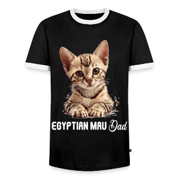 Mau égyptien Chaton Chat égyptien Mau - T-shirt contrasté Homme - noir/blanc - Devant - AI Model Female 172 light (172cm) & AI Model Male 178 light (178cm)